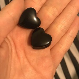Size 5/8 faux onyx heart shaped plugs